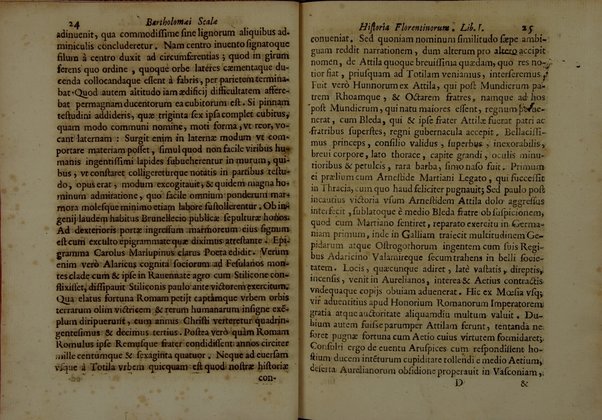 Bartholomæi Scalæ equitis Florentini De historia Florentinorum quæ extant in bibliotheca Medicæa, edita ab Oligero Iacobæo