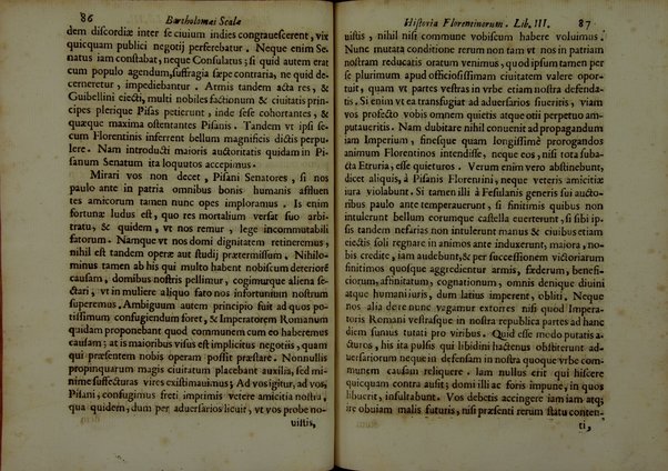 Bartholomæi Scalæ equitis Florentini De historia Florentinorum quæ extant in bibliotheca Medicæa, edita ab Oligero Iacobæo
