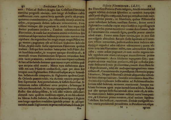 Bartholomæi Scalæ equitis Florentini De historia Florentinorum quæ extant in bibliotheca Medicæa, edita ab Oligero Iacobæo