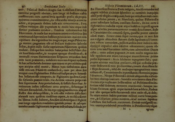 Bartholomæi Scalæ equitis Florentini De historia Florentinorum quæ extant in bibliotheca Medicæa, edita ab Oligero Iacobæo