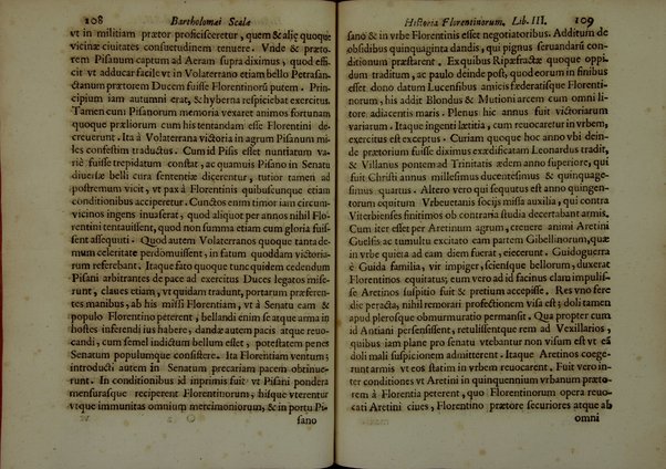 Bartholomæi Scalæ equitis Florentini De historia Florentinorum quæ extant in bibliotheca Medicæa, edita ab Oligero Iacobæo