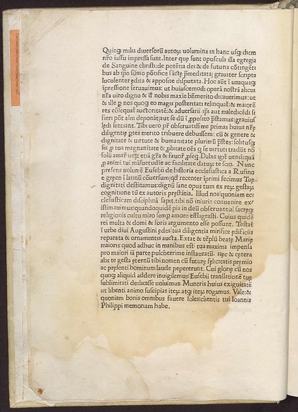 Incipit liber Historie ecclesiastice Eusebii cesariensis quam beatus Ruffinus presbiter de greco in latinum transtulit