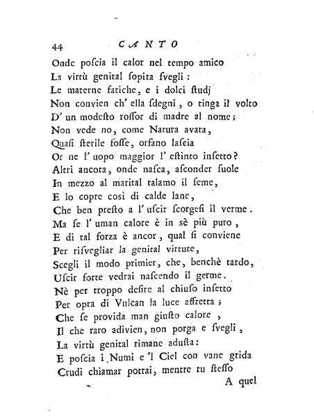 Del baco da seta canti 4. con annotazioni. / [Zaccaria Betti]