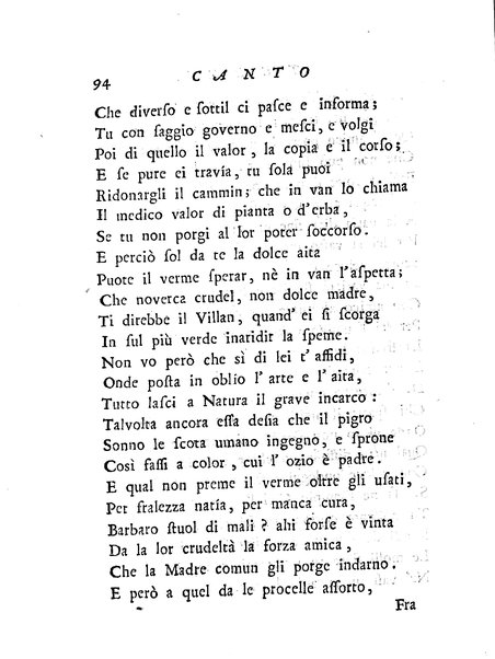 Del baco da seta canti 4. con annotazioni. / [Zaccaria Betti]