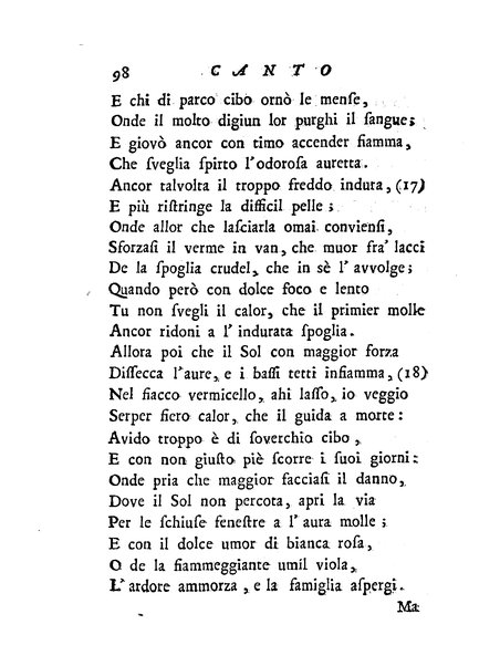 Del baco da seta canti 4. con annotazioni. / [Zaccaria Betti]