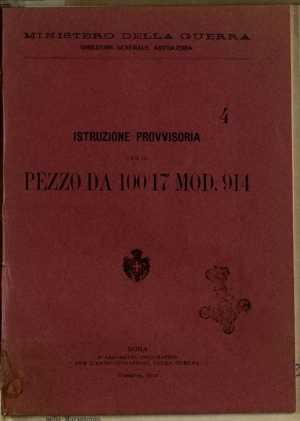 Istruzione provvisoria per il pezzo da 100/17 mod.914