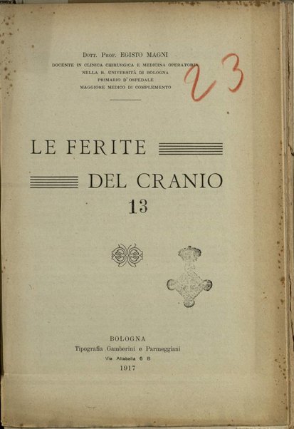 Le ferire del cranio / Egisto Magni