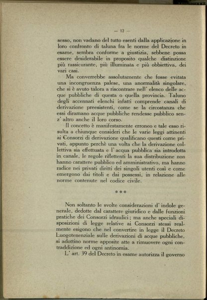 Il decreto luogotenenziale 20 novembre 1916 n.1664 sulle derivazioni di acque pubbliche : considerazioni e voti