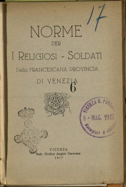 Norme per i religiosi-soldati della francescana provincia di Venezia