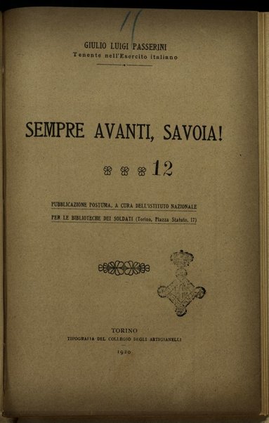 Sempre avanti, Savoia! / Giulio Luigi Passerini