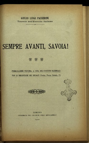 Sempre avanti, Savoia! / Giulio Luigi Passerini