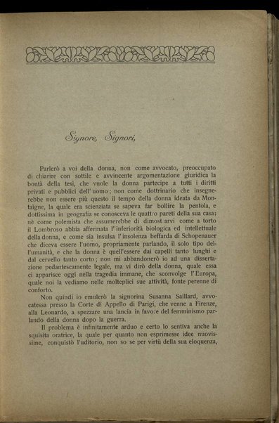 La donna e la guerra : Firenze 1917 / conferenza dell'avv. Umberto Baione