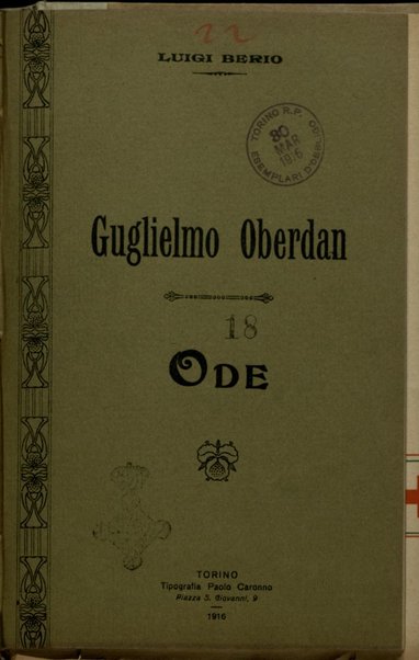 Guglielmo Oberdan : ode / Luigi Berio