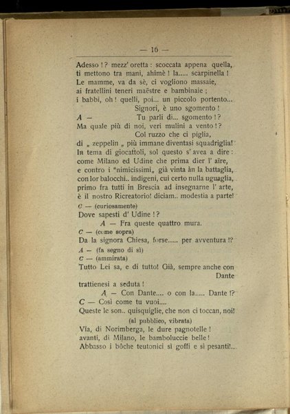 Il nostro ricreatorio ; un pensiero ai combattenti : versi recitati nel teatro G. Rovetta il 29 aprile 1917 / \Caterina Bonizzardi Sbardolini!
