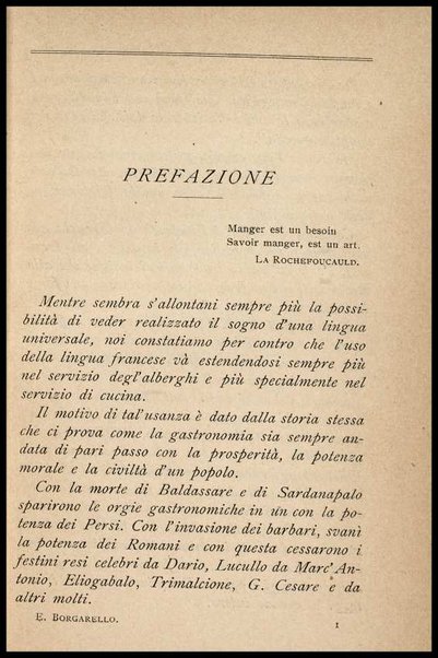 Il Gastronomo moderno : vademecum ad uso degli albergatori, cuochi, segretari e personale d'albergo, corredato da 250 menus originali e moderni e da un dizionario di cucina contenente oltre 4000 traduzioni ed annotazioni sul significato e l'etimologia dei termini più in uso nel gergo di cucina francese