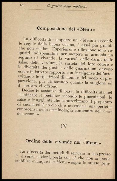 Il Gastronomo moderno : vademecum ad uso degli albergatori, cuochi, segretari e personale d'albergo, corredato da 250 menus originali e moderni e da un dizionario di cucina contenente oltre 4000 traduzioni ed annotazioni sul significato e l'etimologia dei termini più in uso nel gergo di cucina francese