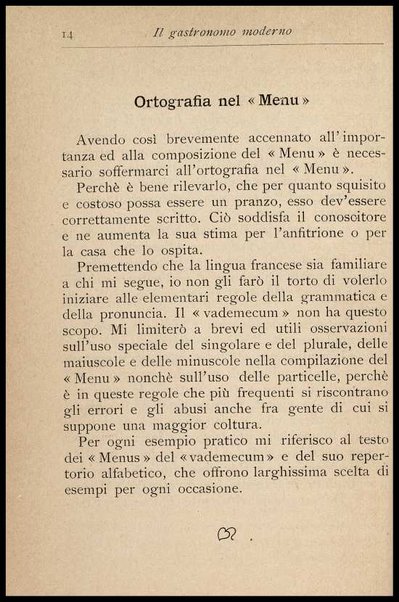 Il Gastronomo moderno : vademecum ad uso degli albergatori, cuochi, segretari e personale d'albergo, corredato da 250 menus originali e moderni e da un dizionario di cucina contenente oltre 4000 traduzioni ed annotazioni sul significato e l'etimologia dei termini più in uso nel gergo di cucina francese