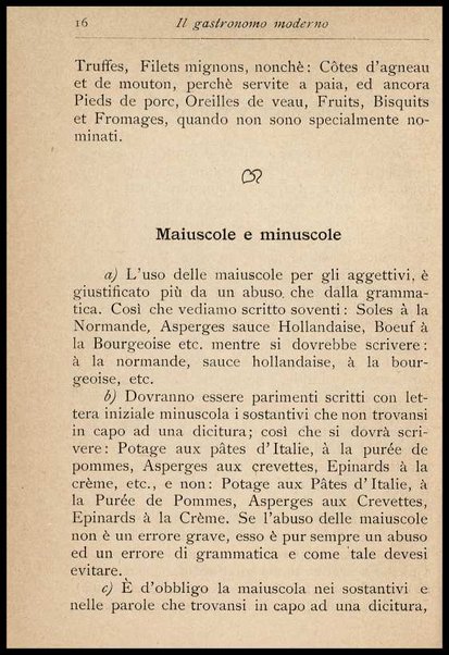 Il Gastronomo moderno : vademecum ad uso degli albergatori, cuochi, segretari e personale d'albergo, corredato da 250 menus originali e moderni e da un dizionario di cucina contenente oltre 4000 traduzioni ed annotazioni sul significato e l'etimologia dei termini più in uso nel gergo di cucina francese