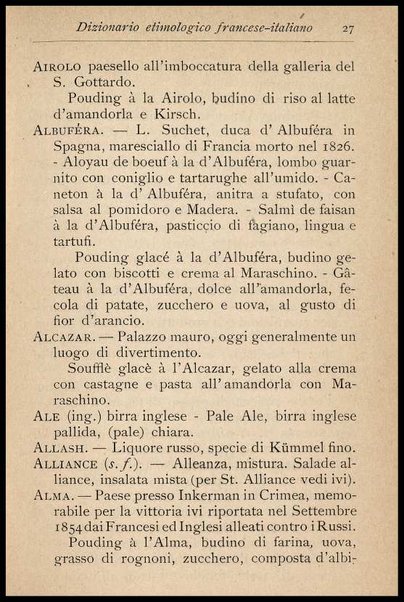 Il Gastronomo moderno : vademecum ad uso degli albergatori, cuochi, segretari e personale d'albergo, corredato da 250 menus originali e moderni e da un dizionario di cucina contenente oltre 4000 traduzioni ed annotazioni sul significato e l'etimologia dei termini più in uso nel gergo di cucina francese