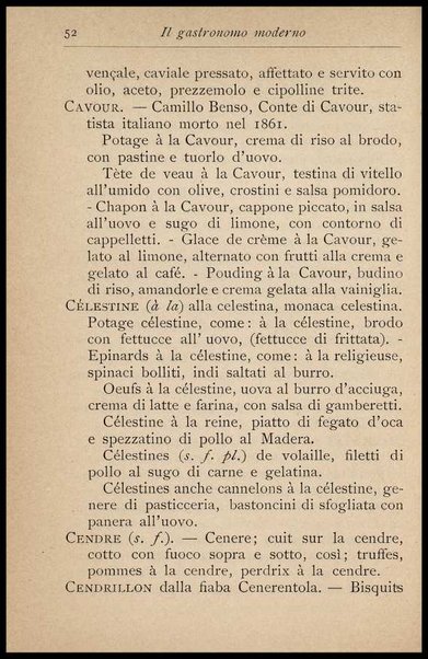 Il Gastronomo moderno : vademecum ad uso degli albergatori, cuochi, segretari e personale d'albergo, corredato da 250 menus originali e moderni e da un dizionario di cucina contenente oltre 4000 traduzioni ed annotazioni sul significato e l'etimologia dei termini più in uso nel gergo di cucina francese