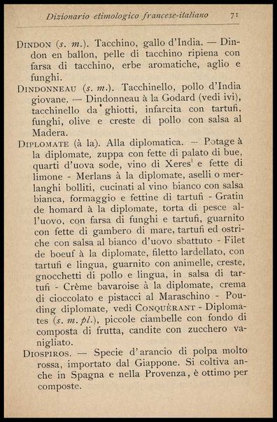 Il Gastronomo moderno : vademecum ad uso degli albergatori, cuochi, segretari e personale d'albergo, corredato da 250 menus originali e moderni e da un dizionario di cucina contenente oltre 4000 traduzioni ed annotazioni sul significato e l'etimologia dei termini più in uso nel gergo di cucina francese