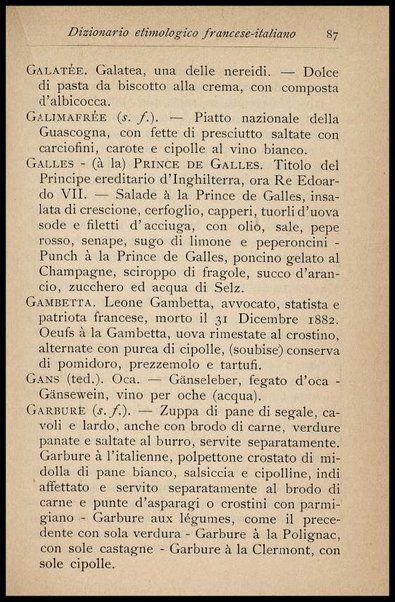 Il Gastronomo moderno : vademecum ad uso degli albergatori, cuochi, segretari e personale d'albergo, corredato da 250 menus originali e moderni e da un dizionario di cucina contenente oltre 4000 traduzioni ed annotazioni sul significato e l'etimologia dei termini più in uso nel gergo di cucina francese