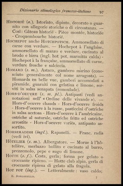 Il Gastronomo moderno : vademecum ad uso degli albergatori, cuochi, segretari e personale d'albergo, corredato da 250 menus originali e moderni e da un dizionario di cucina contenente oltre 4000 traduzioni ed annotazioni sul significato e l'etimologia dei termini più in uso nel gergo di cucina francese
