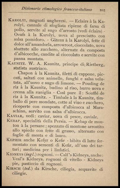 Il Gastronomo moderno : vademecum ad uso degli albergatori, cuochi, segretari e personale d'albergo, corredato da 250 menus originali e moderni e da un dizionario di cucina contenente oltre 4000 traduzioni ed annotazioni sul significato e l'etimologia dei termini più in uso nel gergo di cucina francese