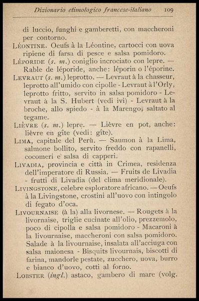 Il Gastronomo moderno : vademecum ad uso degli albergatori, cuochi, segretari e personale d'albergo, corredato da 250 menus originali e moderni e da un dizionario di cucina contenente oltre 4000 traduzioni ed annotazioni sul significato e l'etimologia dei termini più in uso nel gergo di cucina francese