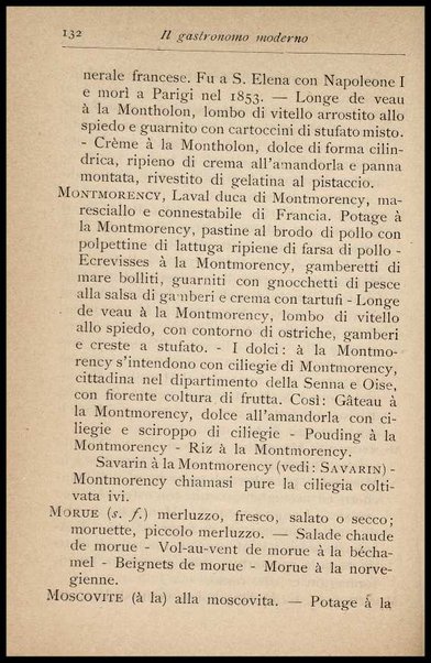 Il Gastronomo moderno : vademecum ad uso degli albergatori, cuochi, segretari e personale d'albergo, corredato da 250 menus originali e moderni e da un dizionario di cucina contenente oltre 4000 traduzioni ed annotazioni sul significato e l'etimologia dei termini più in uso nel gergo di cucina francese