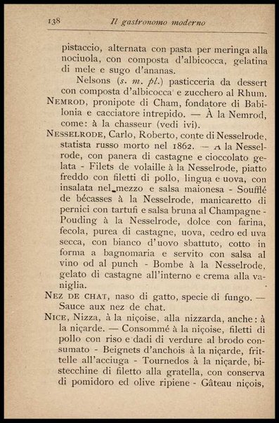 Il Gastronomo moderno : vademecum ad uso degli albergatori, cuochi, segretari e personale d'albergo, corredato da 250 menus originali e moderni e da un dizionario di cucina contenente oltre 4000 traduzioni ed annotazioni sul significato e l'etimologia dei termini più in uso nel gergo di cucina francese