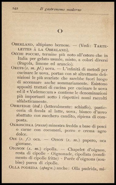 Il Gastronomo moderno : vademecum ad uso degli albergatori, cuochi, segretari e personale d'albergo, corredato da 250 menus originali e moderni e da un dizionario di cucina contenente oltre 4000 traduzioni ed annotazioni sul significato e l'etimologia dei termini più in uso nel gergo di cucina francese