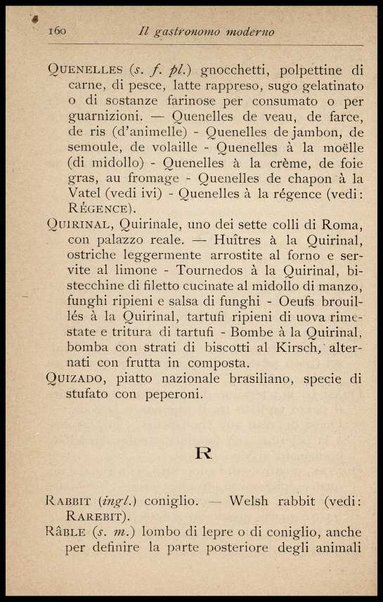 Il Gastronomo moderno : vademecum ad uso degli albergatori, cuochi, segretari e personale d'albergo, corredato da 250 menus originali e moderni e da un dizionario di cucina contenente oltre 4000 traduzioni ed annotazioni sul significato e l'etimologia dei termini più in uso nel gergo di cucina francese