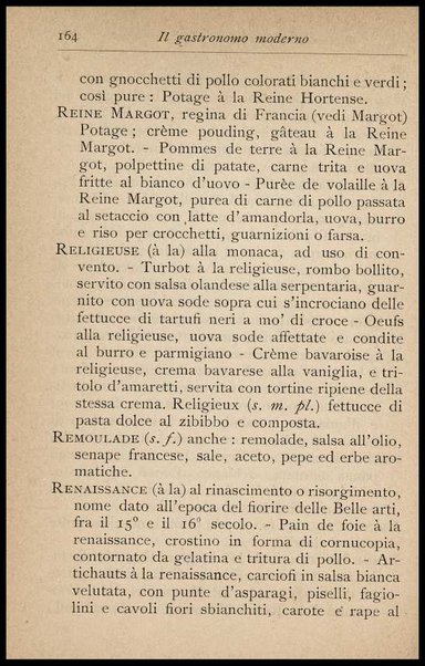 Il Gastronomo moderno : vademecum ad uso degli albergatori, cuochi, segretari e personale d'albergo, corredato da 250 menus originali e moderni e da un dizionario di cucina contenente oltre 4000 traduzioni ed annotazioni sul significato e l'etimologia dei termini più in uso nel gergo di cucina francese