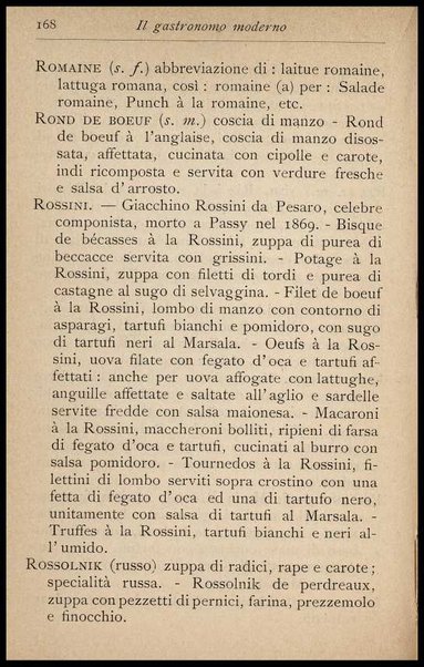 Il Gastronomo moderno : vademecum ad uso degli albergatori, cuochi, segretari e personale d'albergo, corredato da 250 menus originali e moderni e da un dizionario di cucina contenente oltre 4000 traduzioni ed annotazioni sul significato e l'etimologia dei termini più in uso nel gergo di cucina francese