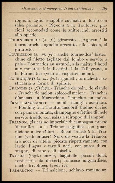 Il Gastronomo moderno : vademecum ad uso degli albergatori, cuochi, segretari e personale d'albergo, corredato da 250 menus originali e moderni e da un dizionario di cucina contenente oltre 4000 traduzioni ed annotazioni sul significato e l'etimologia dei termini più in uso nel gergo di cucina francese