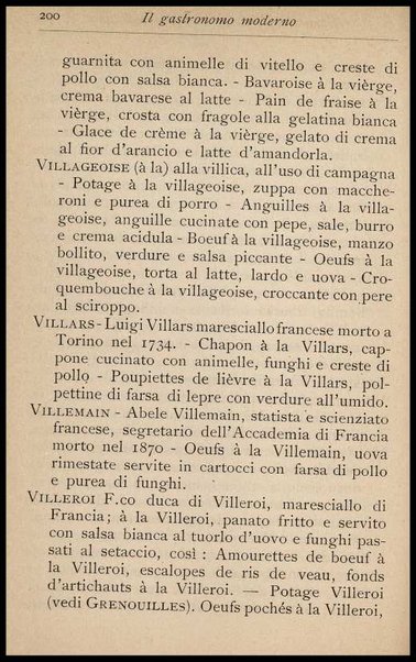 Il Gastronomo moderno : vademecum ad uso degli albergatori, cuochi, segretari e personale d'albergo, corredato da 250 menus originali e moderni e da un dizionario di cucina contenente oltre 4000 traduzioni ed annotazioni sul significato e l'etimologia dei termini più in uso nel gergo di cucina francese