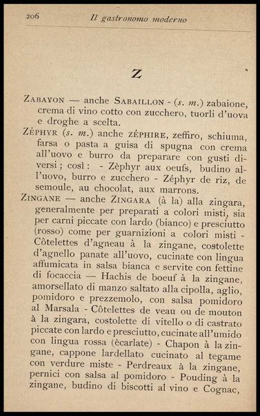 Il Gastronomo moderno : vademecum ad uso degli albergatori, cuochi, segretari e personale d'albergo, corredato da 250 menus originali e moderni e da un dizionario di cucina contenente oltre 4000 traduzioni ed annotazioni sul significato e l'etimologia dei termini più in uso nel gergo di cucina francese