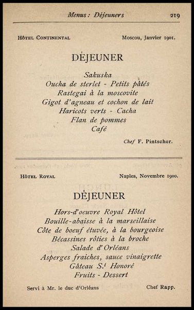 Il Gastronomo moderno : vademecum ad uso degli albergatori, cuochi, segretari e personale d'albergo, corredato da 250 menus originali e moderni e da un dizionario di cucina contenente oltre 4000 traduzioni ed annotazioni sul significato e l'etimologia dei termini più in uso nel gergo di cucina francese