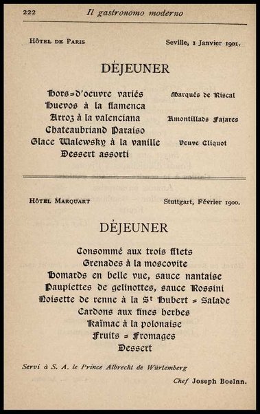 Il Gastronomo moderno : vademecum ad uso degli albergatori, cuochi, segretari e personale d'albergo, corredato da 250 menus originali e moderni e da un dizionario di cucina contenente oltre 4000 traduzioni ed annotazioni sul significato e l'etimologia dei termini più in uso nel gergo di cucina francese