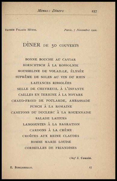 Il Gastronomo moderno : vademecum ad uso degli albergatori, cuochi, segretari e personale d'albergo, corredato da 250 menus originali e moderni e da un dizionario di cucina contenente oltre 4000 traduzioni ed annotazioni sul significato e l'etimologia dei termini più in uso nel gergo di cucina francese