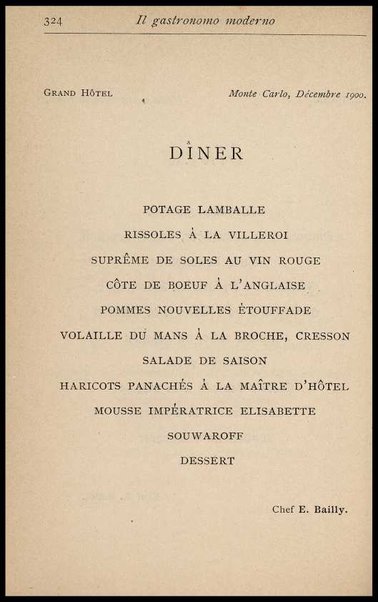 Il Gastronomo moderno : vademecum ad uso degli albergatori, cuochi, segretari e personale d'albergo, corredato da 250 menus originali e moderni e da un dizionario di cucina contenente oltre 4000 traduzioni ed annotazioni sul significato e l'etimologia dei termini più in uso nel gergo di cucina francese