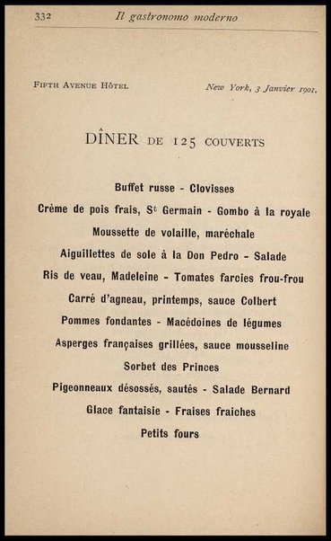 Il Gastronomo moderno : vademecum ad uso degli albergatori, cuochi, segretari e personale d'albergo, corredato da 250 menus originali e moderni e da un dizionario di cucina contenente oltre 4000 traduzioni ed annotazioni sul significato e l'etimologia dei termini più in uso nel gergo di cucina francese