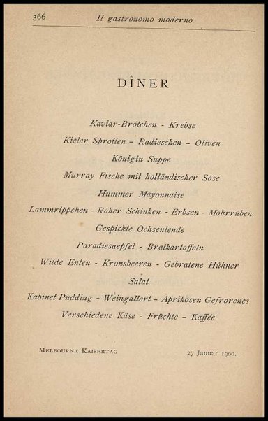 Il Gastronomo moderno : vademecum ad uso degli albergatori, cuochi, segretari e personale d'albergo, corredato da 250 menus originali e moderni e da un dizionario di cucina contenente oltre 4000 traduzioni ed annotazioni sul significato e l'etimologia dei termini più in uso nel gergo di cucina francese