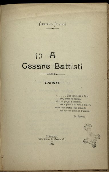 A Cesare Battisti : Inno / Gaetano Buttice