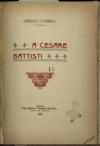 A Cesare Battisti / Giselda Cambelli