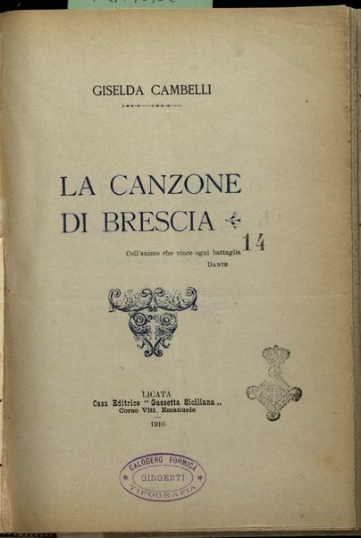 La canzone di Brescia / Giselda Cambelli