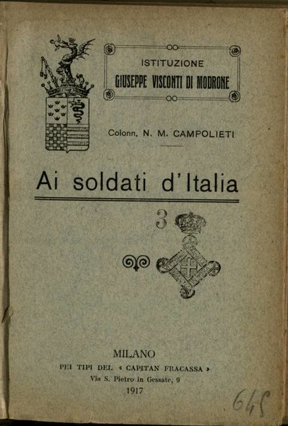Ai soldati d'Italia / N.M. Campolieti