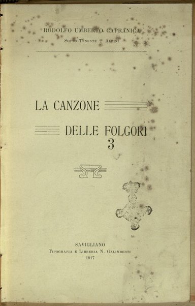 La canzone delle folgori / Rodolfo Umberto Capranica