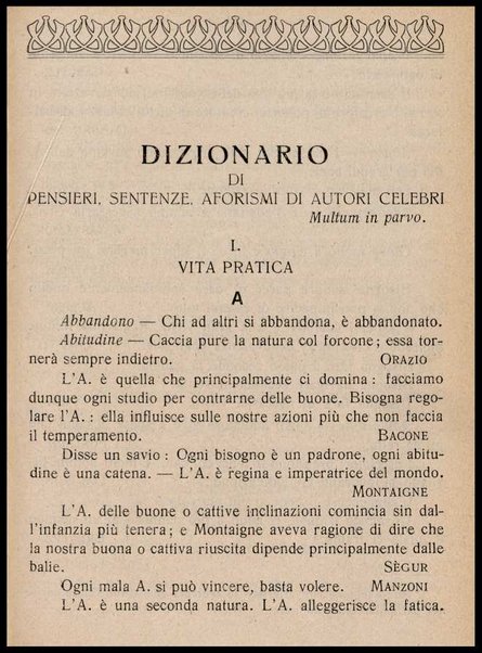 ...Buoni sensi e buone usanze... : manuale di vita pratica e morale, con appendice di pensieri, sentenze e aforismi di autori celebri